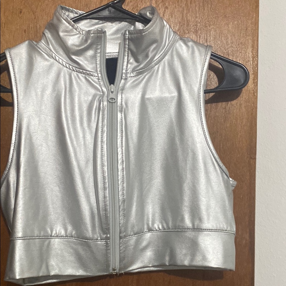 Silver Metallic Zip-Up Vest